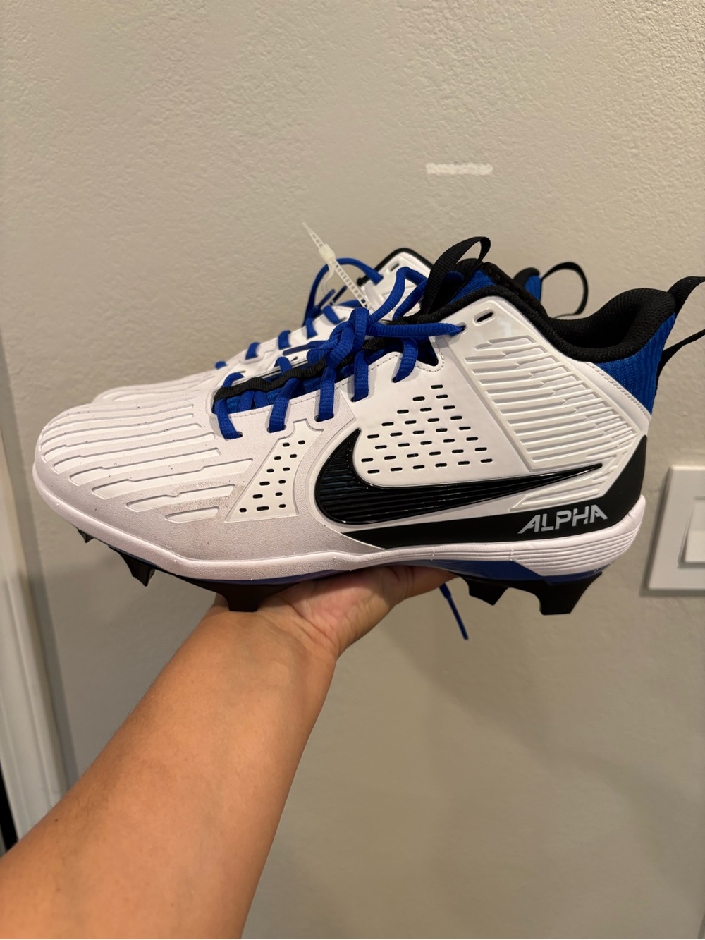 Nike Alpha Menace Strong Men's Football Cleats Size 10 II5139-101 White/Blue New - Picture 6 of 13